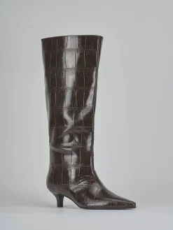 Stivali tacco 4cm pelle sostenibile testa Donna Stivali Tacco Basso