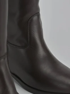 Discount Stivali tacco 2cm pelle testa Donna Stivali Tacco Basso