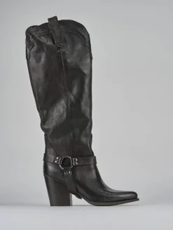 Discount Stivali tacco 7cm pelle testa Donna Stivali Tacco Alto