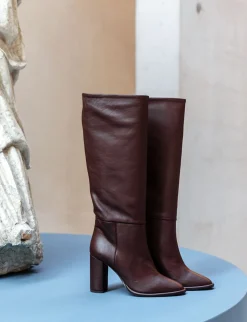 New Stivali tacco 9cm pelle testa Donna Stivali Tacco Alto