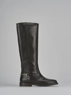 New Stivali tacco 2cm pelle testa Donna Stivali Tacco Basso