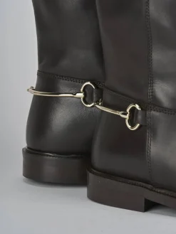 New Stivali tacco 2cm pelle testa Donna Stivali Tacco Basso