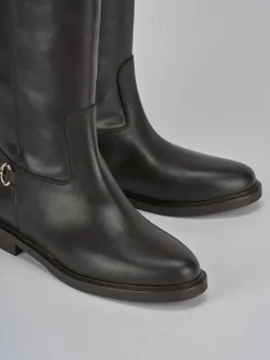 New Stivali tacco 2cm pelle testa Donna Stivali Tacco Basso