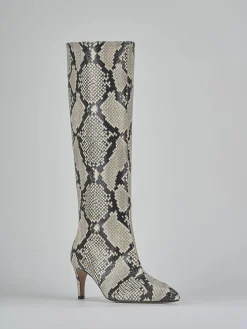 Outlet Stivali tacco 7cm pitone Donna Stivali Tacco Alto