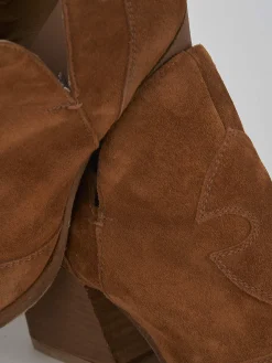 Discount Tronchetto tacco 7 cm camoscio Donna Stivaletti Tacco Alto